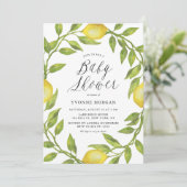 水彩レモングリーンリースベビーシャワー 招待状 (スタンド正面)