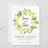 水彩レモングリーンリース保存日 セーブザデート (正面)