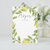 水彩レモングリーンリース祈りの言葉ベビー エンクロージャーカード (スタンド正面)