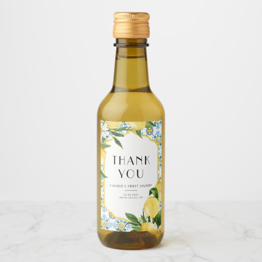 水彩レモンサッ地中海のト16ありがとう ワインラベル (正面)