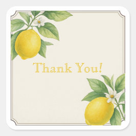 水彩レモンサンキュースクエアステッカー スクエアシール