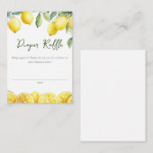 水彩レモンシトラスおむつラッフルベビーシャワー エンクロージャーカード (正面/裏面)