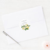 水彩レモンシトラスグリーン結婚ブロッサム ラウンドシール (封筒)