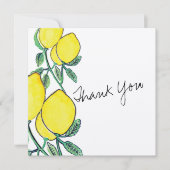 水彩レモンシトラススクリプト感謝カード 招待状 (正面)