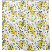 水彩レモンシトラスパターン シャワーカーテン (正面)