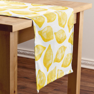水彩レモンシトラスパターン ショートテーブルランナー