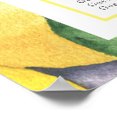 水彩レモンシトラス結婚のシーティングチャート ポスター (角)