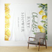 水彩レモンシトラス赤ちゃんシャワー写真背景 タペストリー (インサイチュ(横))