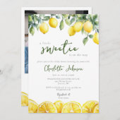 水彩レモンシトラス赤ちゃんシャワー写真 招待状 (正面/裏面)