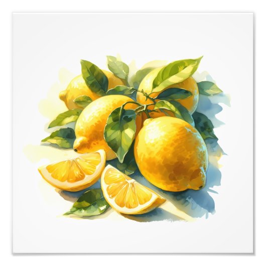 水彩レモンシトラス鮮やかフルーツキッチンアート フォトプリント            (正面)