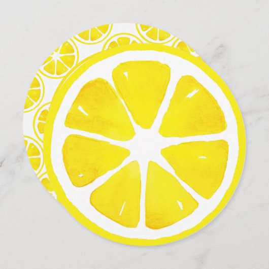 水彩レモンスライスとパターン招待状 招待状 (正面/裏面)