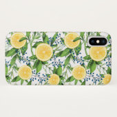 水彩レモンスライスと葉のパターン Case-Mate iPhoneケース (裏面(横))