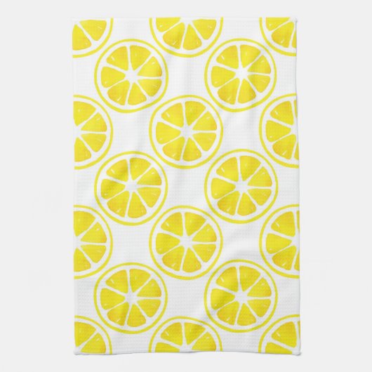 水彩レモンスライスパターン キッチンタオル (縦)