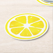 水彩レモンスライス ラウンドペーパーコースター (アングル)