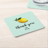 水彩レモンズ結婚の好みカスタム商品 スクエアペーパーコースター (アングル)