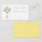 水彩レモンツリーシャワーおむつラッフルカード 名刺 (正面/裏面)