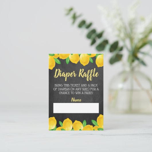 水彩レモンツリーベビーシャワーおむつラッフル エンクロージャーカード (スタンド正面)