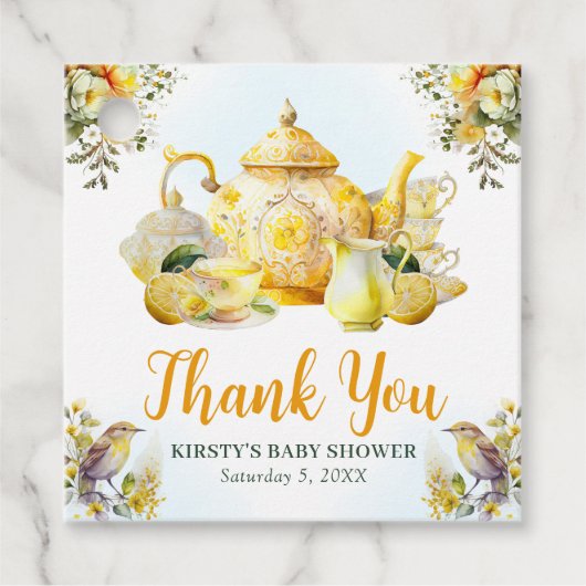 水彩レモンティーパーティーベビーシャワー フェイバータグ (正面)