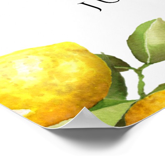 水彩レモンテーマウェルカムサイン ポスター (角)