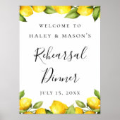 水彩レモンテーマウェルカムサイン ポスター (正面)