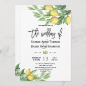 水彩レモントロピカルハンドレタリング結婚ズ 招待状 (正面/裏面)