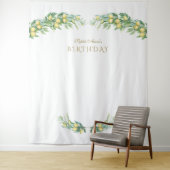 水彩レモントロピカル誕生日フォトブース タペストリー (インサイチュ)