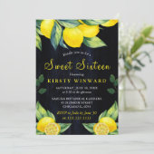 水彩レモンネービーブルーウッドスイート16 招待状 (スタンド正面)