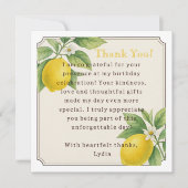 水彩レモンバースデーパーティーサンキューカード サンキューカード (正面)