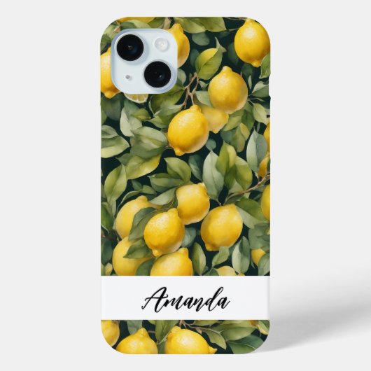 水彩レモンパターンシトラス Case-Mate iPhoneケース (裏面)