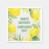 水彩レモンパターンバースデーパーティー スタンダードカクテルナプキン (正面)