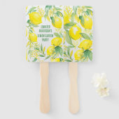 水彩レモンパターンバースデーパーティー ハンドファン (正面&裏面)