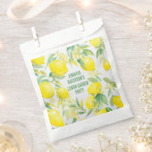 水彩レモンパターンバースデーパーティー フェイバーバッグ (クリップ留めされた状態)