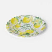 水彩レモンパターンバースデーパーティー ペーパープレート (アングル)