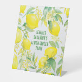 水彩レモンパターンバースデーパーティー 台座サイン (正面)