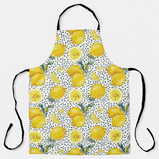 水彩レモンパターン エプロン (正面)
