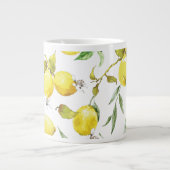 水彩レモンパターン ジャンボコーヒーマグカップ (正面)