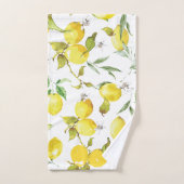水彩レモンパターン バスタオルセット (ハンドタオル)