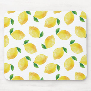 水彩レモンパターン マウスパッド