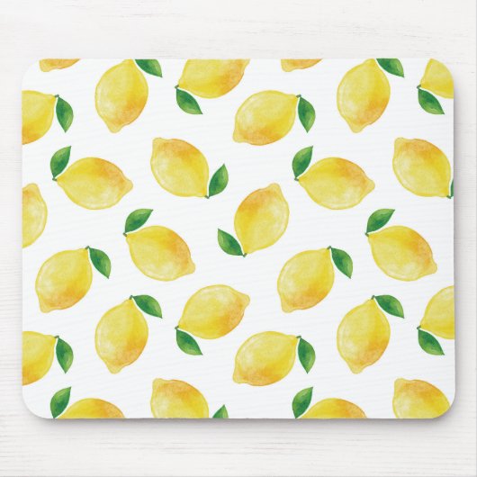 水彩レモンパターン マウスパッド (正面)