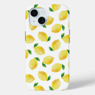 水彩レモンパターン iPhone 15ケース