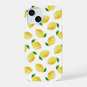 水彩レモンパターン iPhone 15ケース