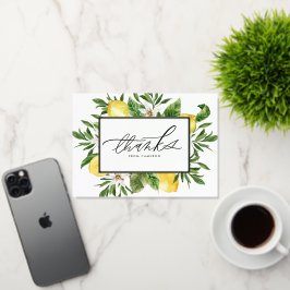 水彩レモンフラズフレームありがとう 箔グリーティングカード