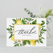 水彩レモンフラズフレームサンキューカード 箔招待状 (立ち正面)