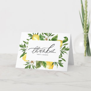 水彩レモンフラズフレーム誕生日 サンキューカード