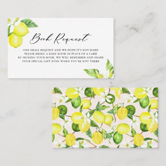 水彩レモンフラムスベビーブックリクエストカード プレイスカード (正面/裏面)