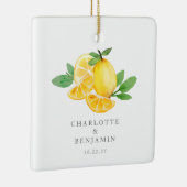 水彩レモンフルーツパーソナライズされた結婚ズ セラミックオーナメント (右)