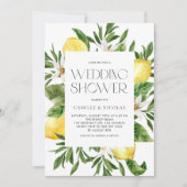 水彩レモンフレームボタニカルウェディングシャワー 招待状 (正面)