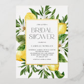 水彩レモンフレームボタニカルブライダルシャワー 箔招待状 (正面)