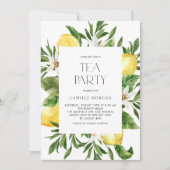 水彩レモンフレームボタニカルブライダルティーパーティー 招待状 (正面)