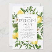 水彩レモンフレームボタニカルリタイアメントパーティー 招待状 (正面)